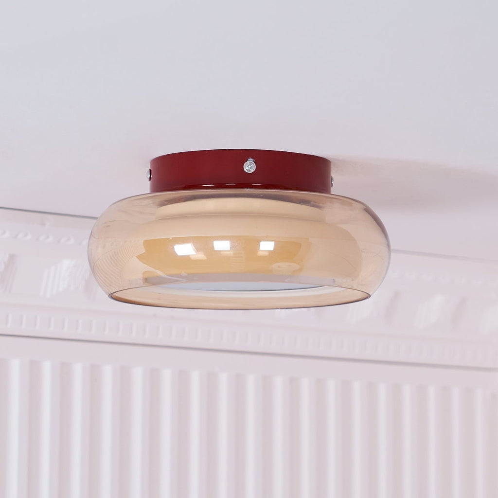 Flush Mount Ceiling Light with Amber Glass Shade Integrated LED - Image 13