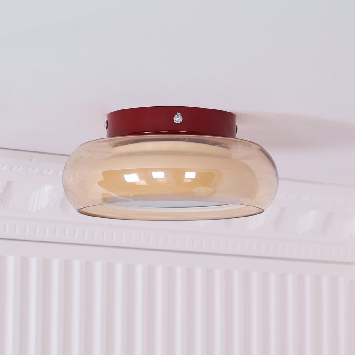 Flush Mount Ceiling Light with Amber Glass Shade Integrated LED - Image 13