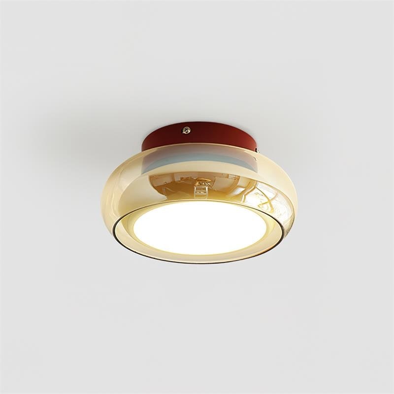 Flush Mount Ceiling Light with Amber Glass Shade Integrated LED - Image 16