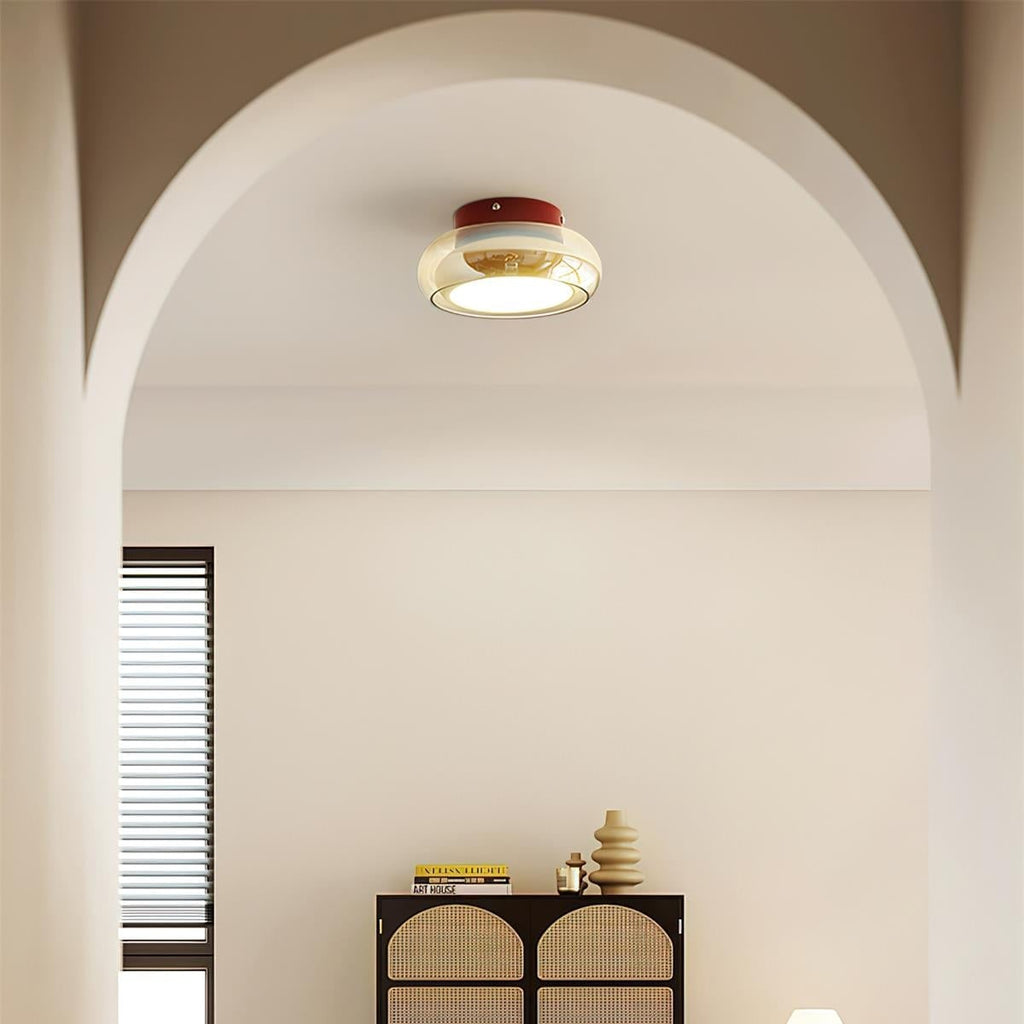 Flush Mount Ceiling Light with Amber Glass Shade Integrated LED - Image 2
