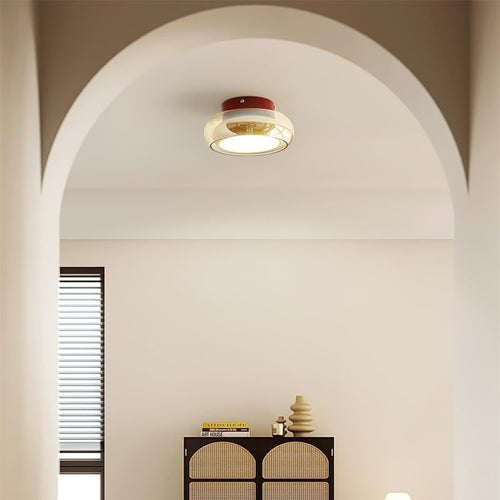 Flush Mount Ceiling Light with Amber Glass Shade Integrated LED - Image 2