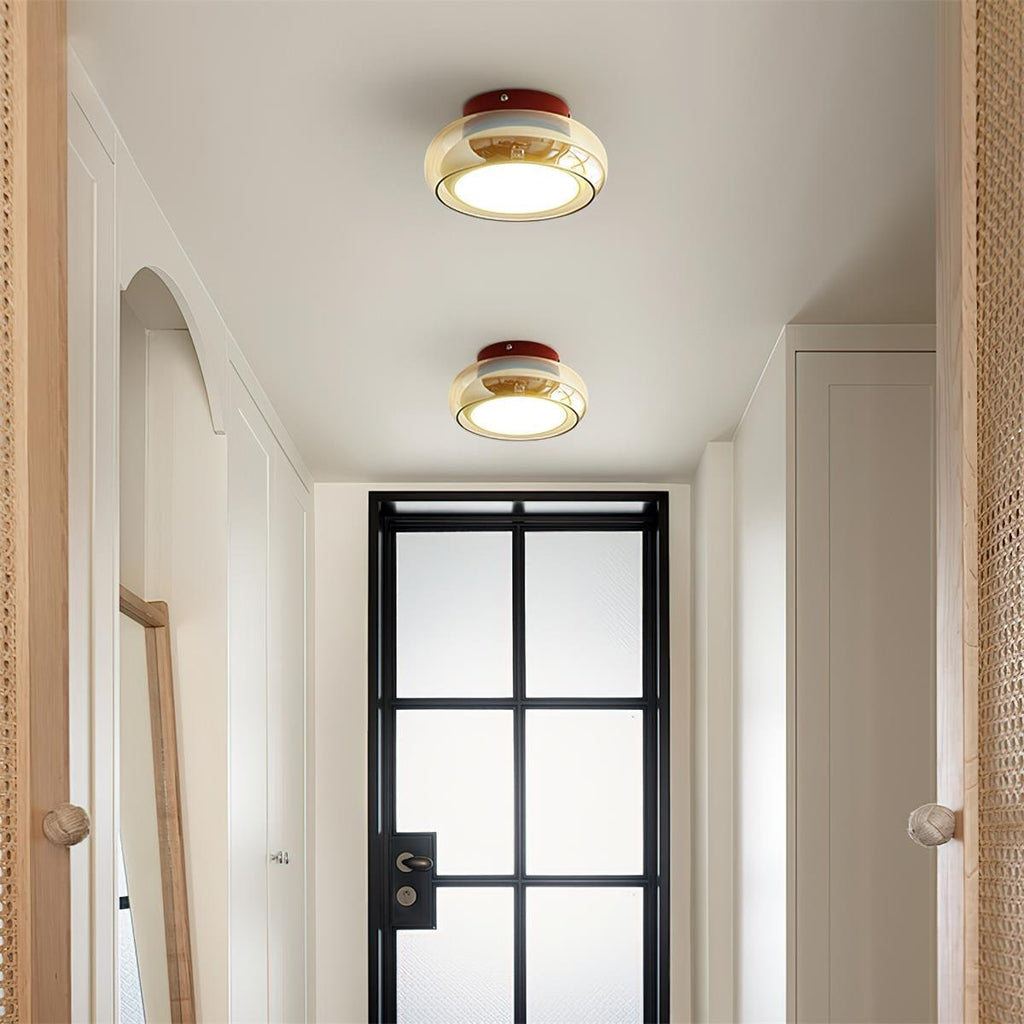 Flush Mount Ceiling Light with Amber Glass Shade Integrated LED - Image 4