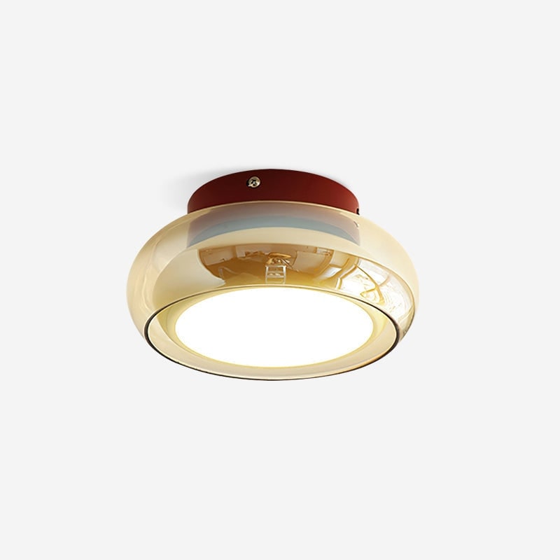 Flush Mount Ceiling Light with Amber Glass Shade Integrated LED - Image 7