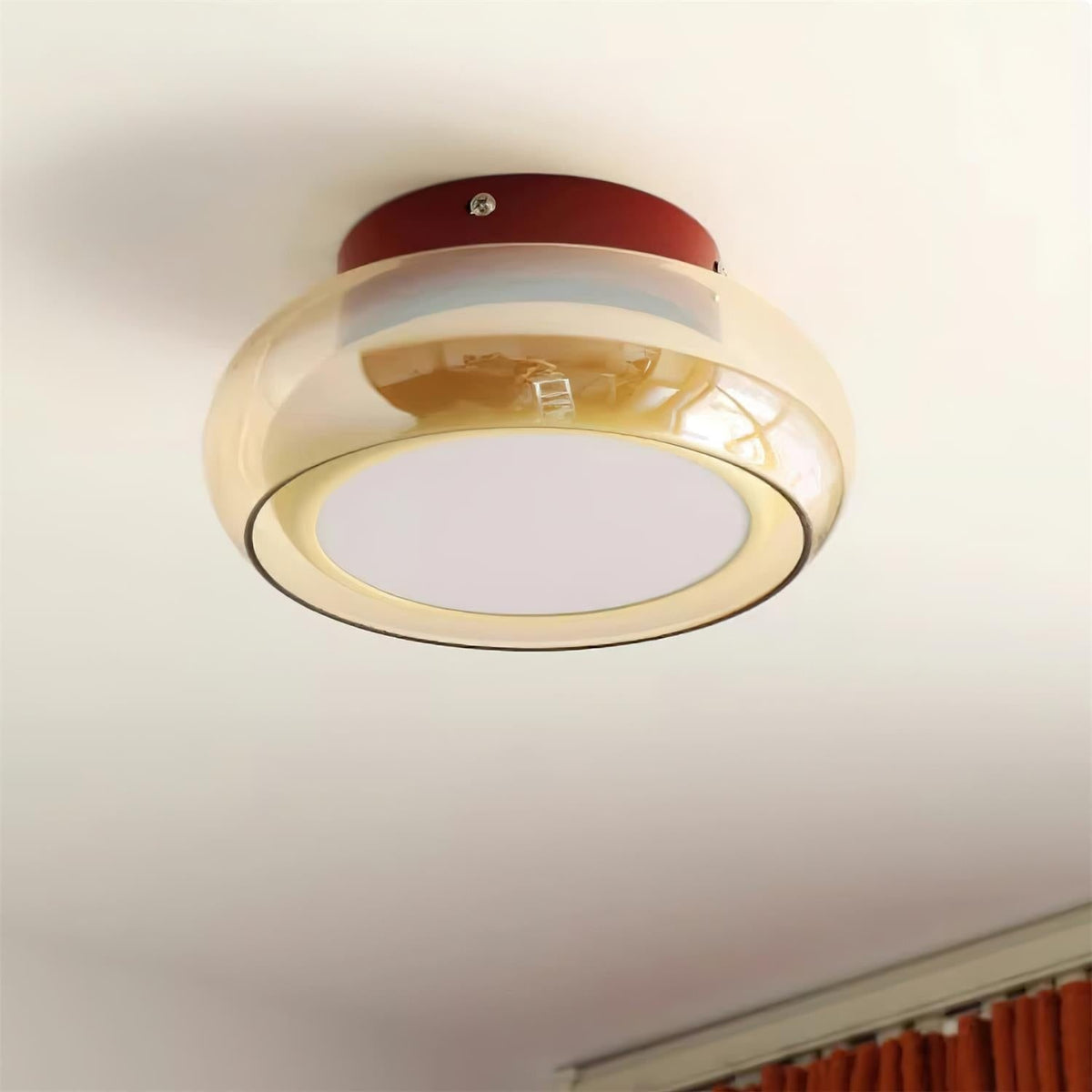 Flush Mount Ceiling Light with Amber Glass Shade Integrated LED - Image 8
