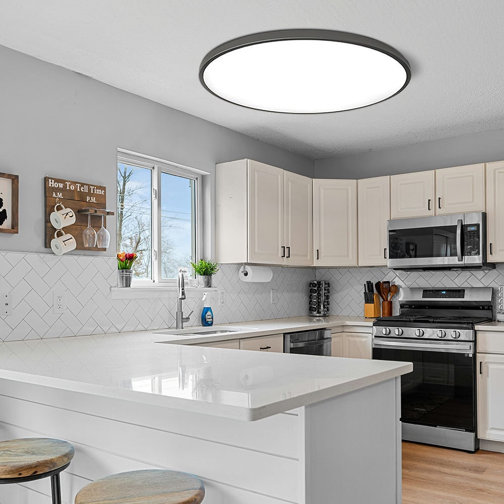 Flush Mount Ceiling Light with Round LED Fixture and Sleek Low Profile Design - Image 1
