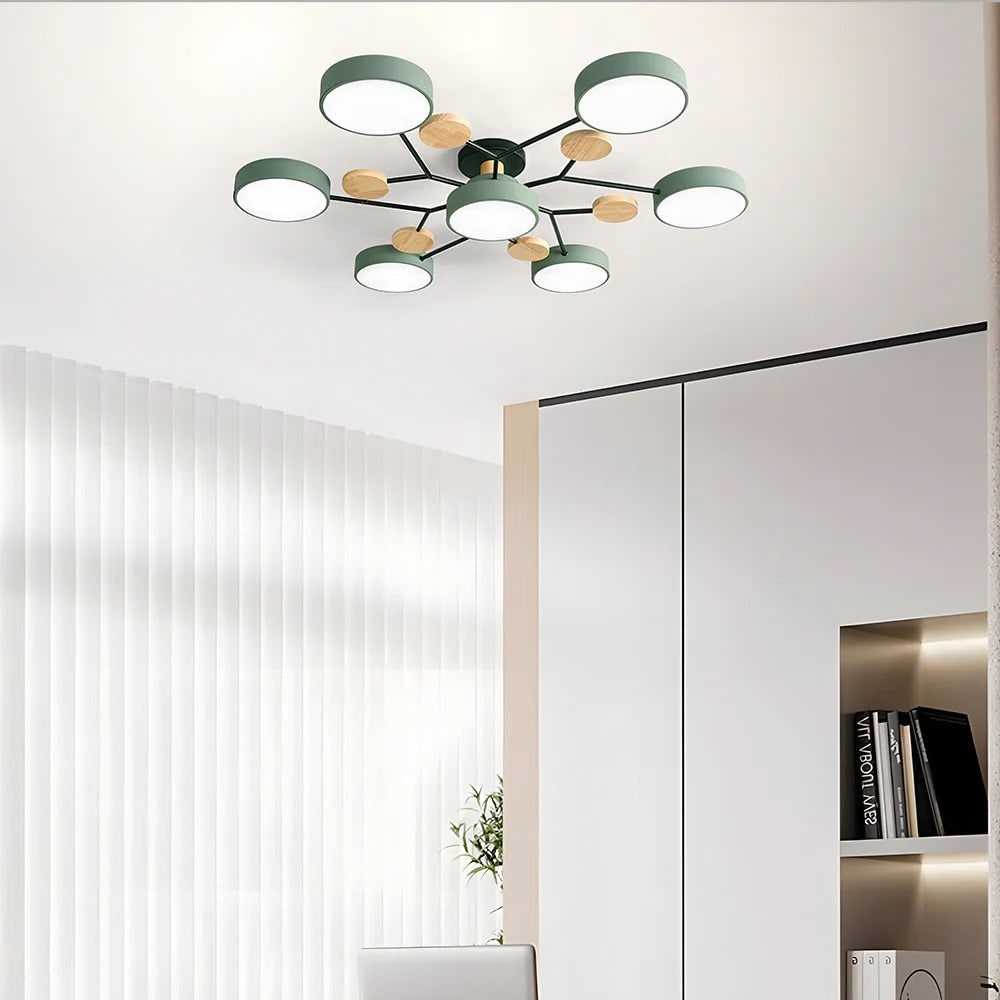 Flush Mount Ceiling Light with Semi Modern LED Design and Wood Accents - Image 12