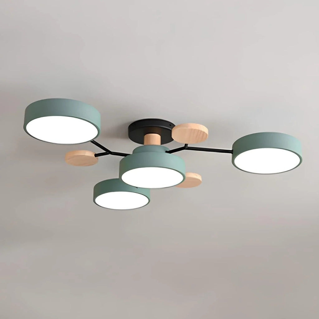 Flush Mount Ceiling Light with Semi Modern LED Design and Wood Accents - Image 2