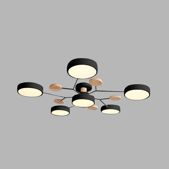Flush Mount Ceiling Light with Semi Modern LED Design and Wood Accents - Image 37