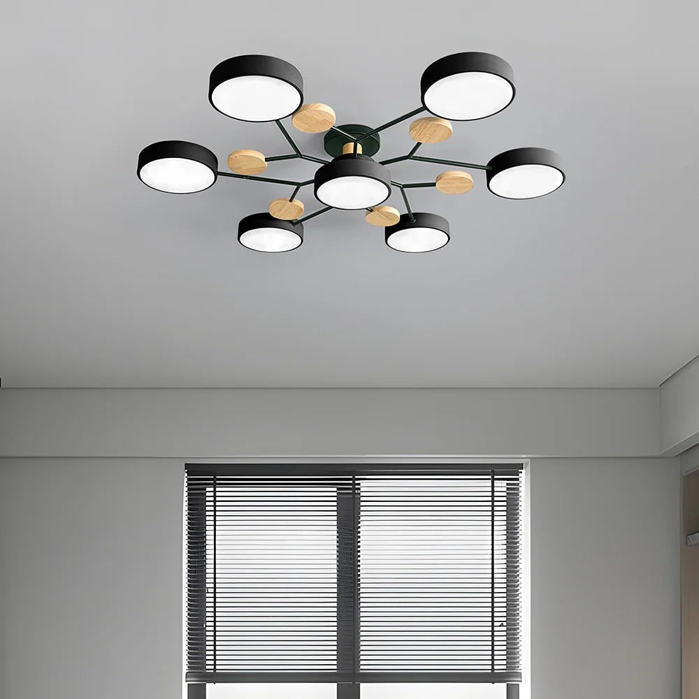 Flush Mount Ceiling Light with Semi Modern LED Design and Wood Accents - Image 42