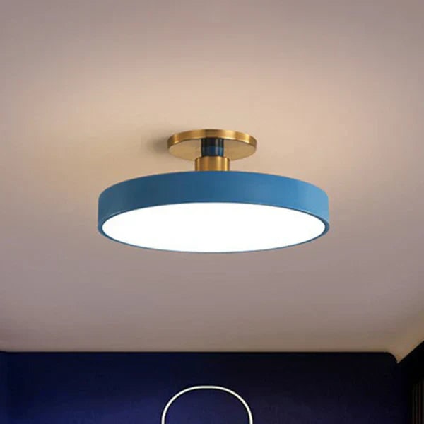 Flush Mount Light Fixtures Semi LED Modern Minimalist Drum Shade Ceiling Lighting - Image 2