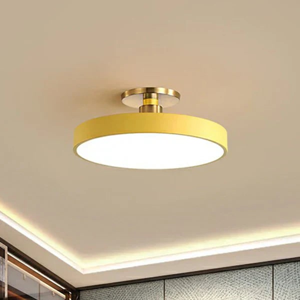 Flush Mount Light Fixtures Semi LED Modern Minimalist Drum Shade Ceiling Lighting - Image 3