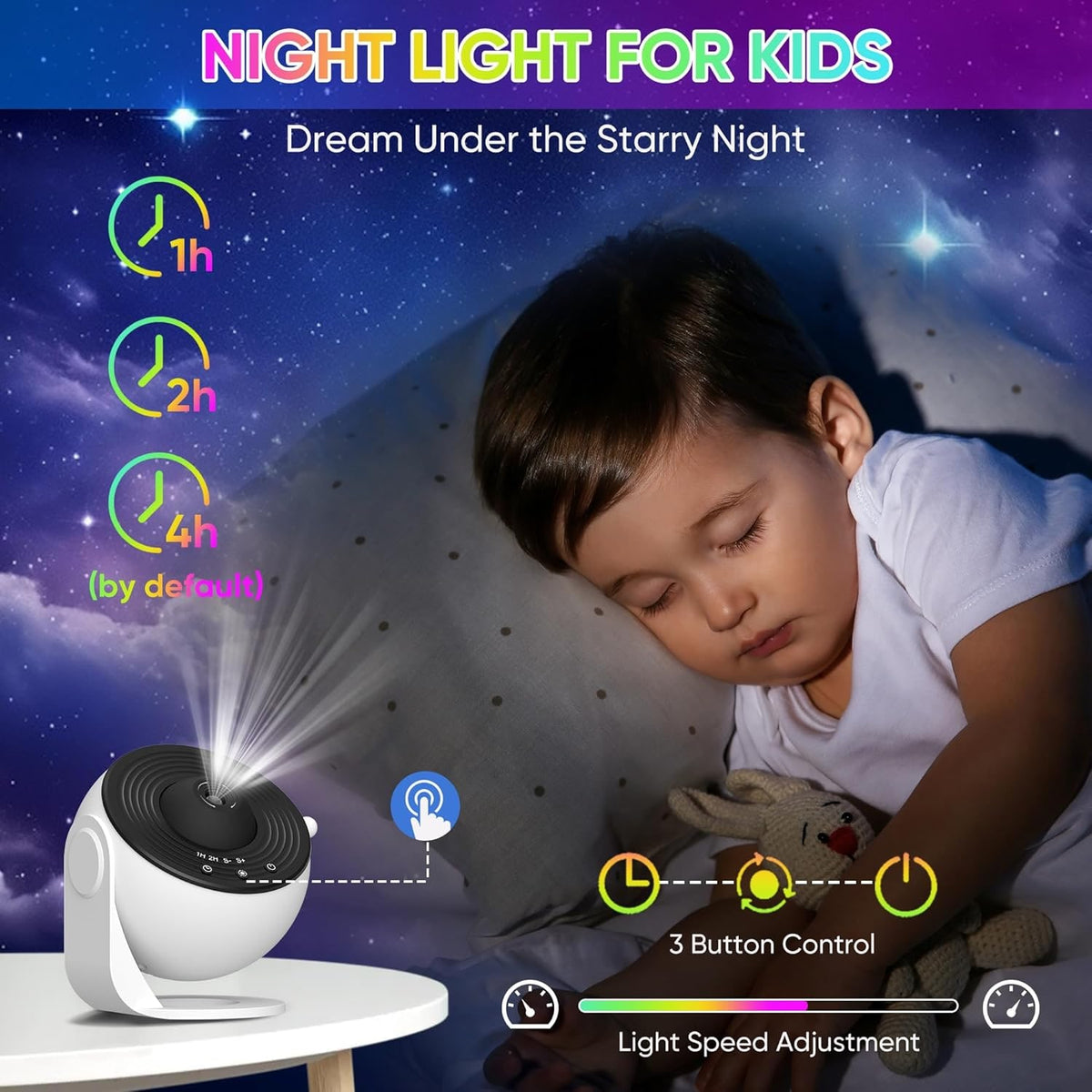 Galaxy Projector with Interchangeable Scene Discs and 360° Rotation - Image 3