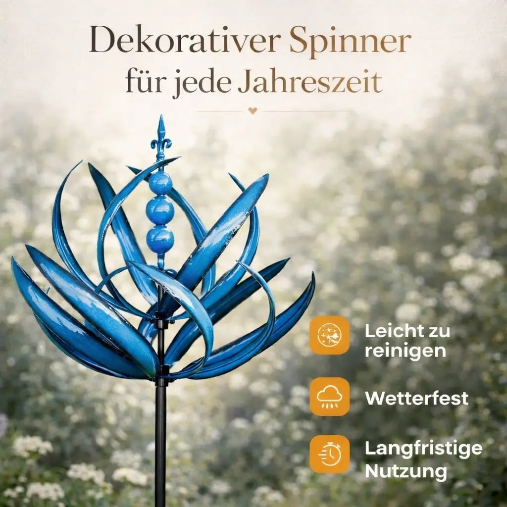 Garden Wind Spinners Metal Kinetic with Lotus Flower Design and 360 Degree Rotation - Image 3