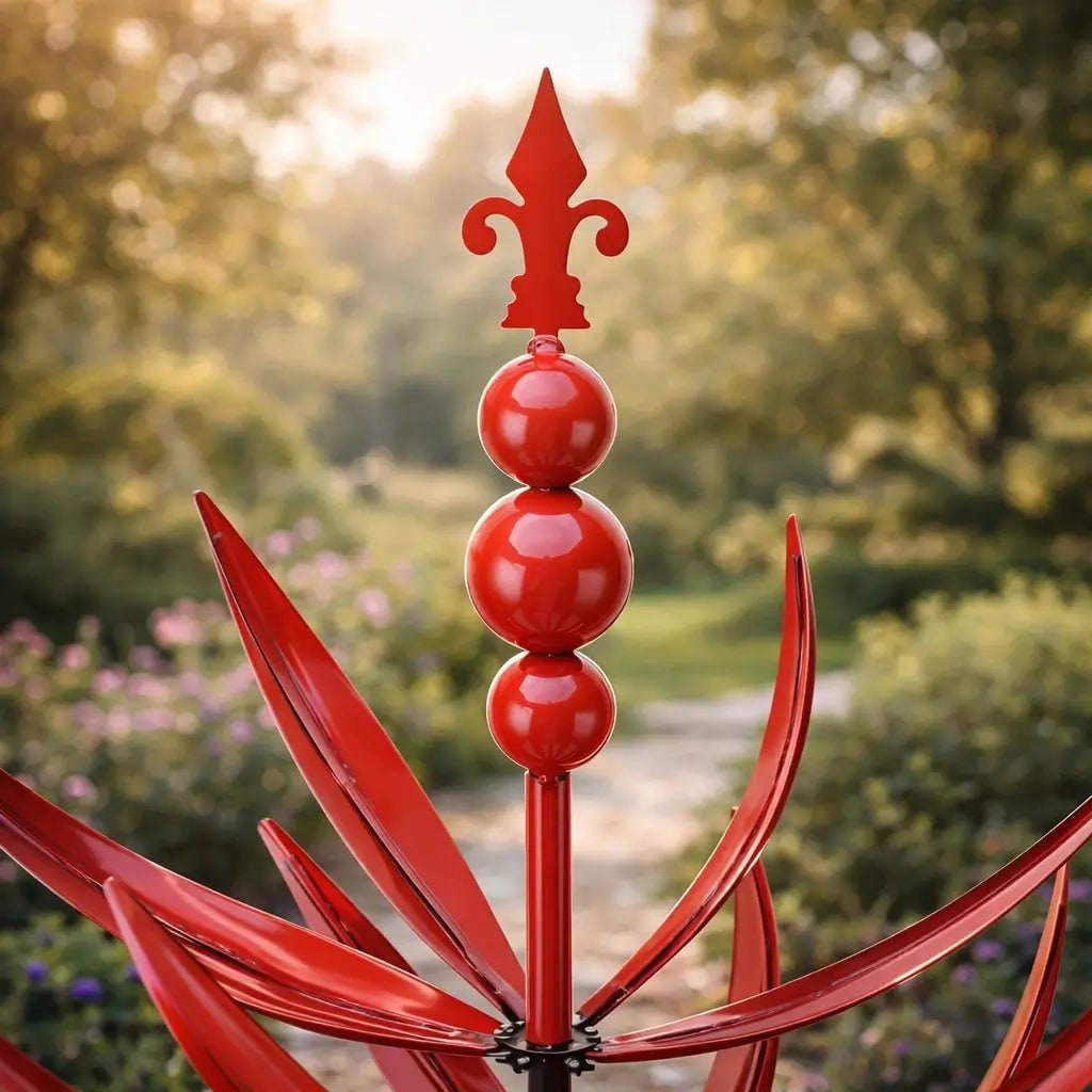 Garden Wind Spinners Metal Kinetic with Lotus Flower Design and 360 Degree Rotation - Image 5