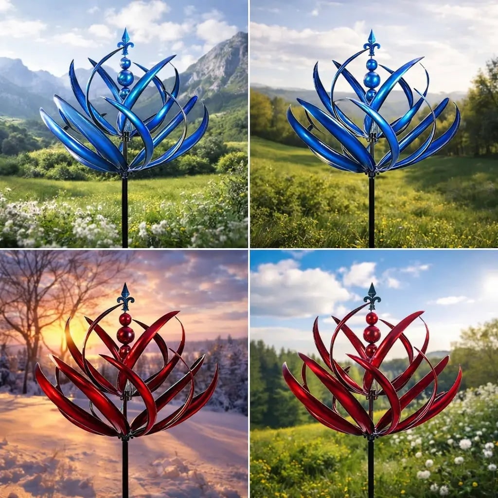 Garden Wind Spinners Metal Kinetic with Lotus Flower Design and 360 Degree Rotation - Image 7