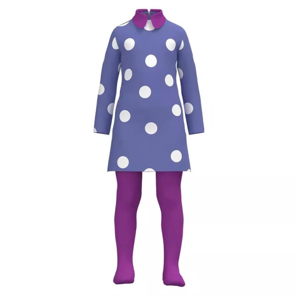 Girls' Halloween Character Costume Dress with Teal and Purple Tights Easy Dress-Up Set - Image 3