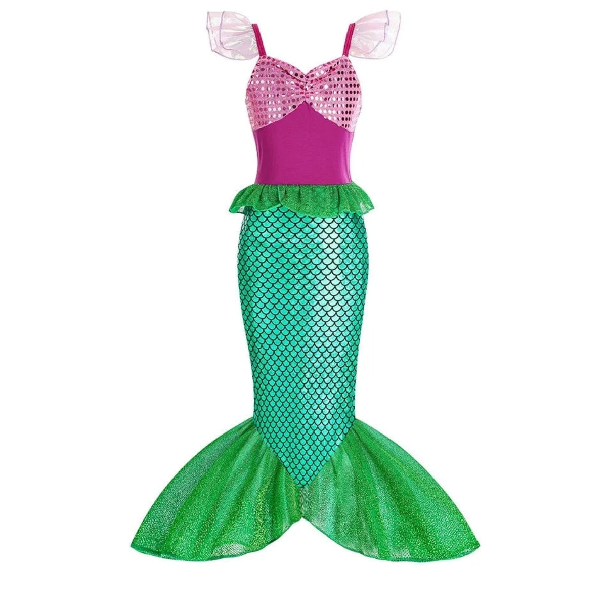 Girls' Halloween Mermaid Costume for Dress-Up with Sequin Details Headband Wand Purse and Jewelry - Image 9