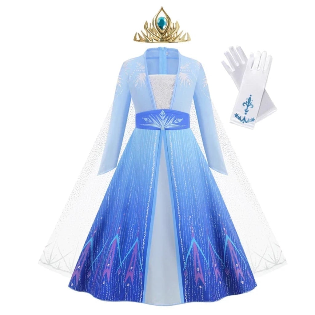 Girls' Halloween Princess Costume Dress with Cape and Accessories - Image 2
