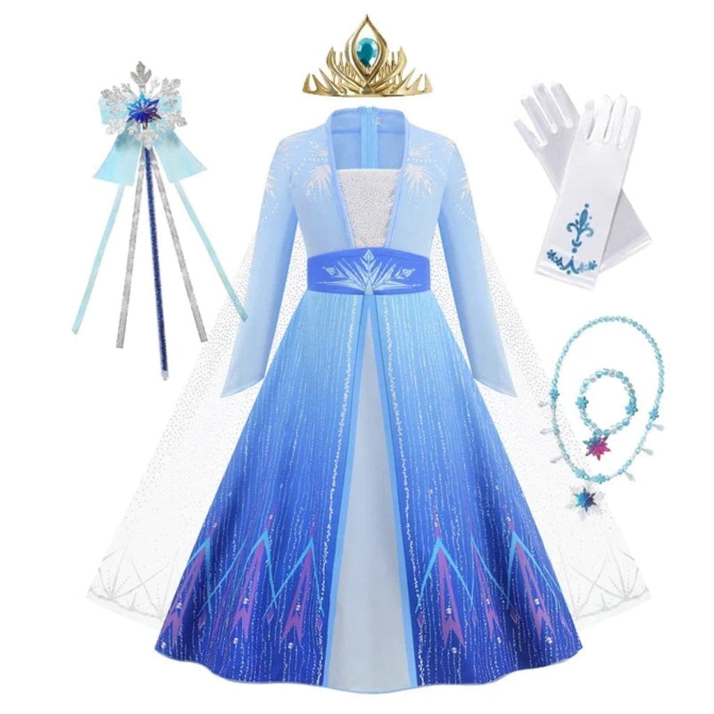 Girls' Halloween Princess Costume Dress with Cape and Accessories - Image 4