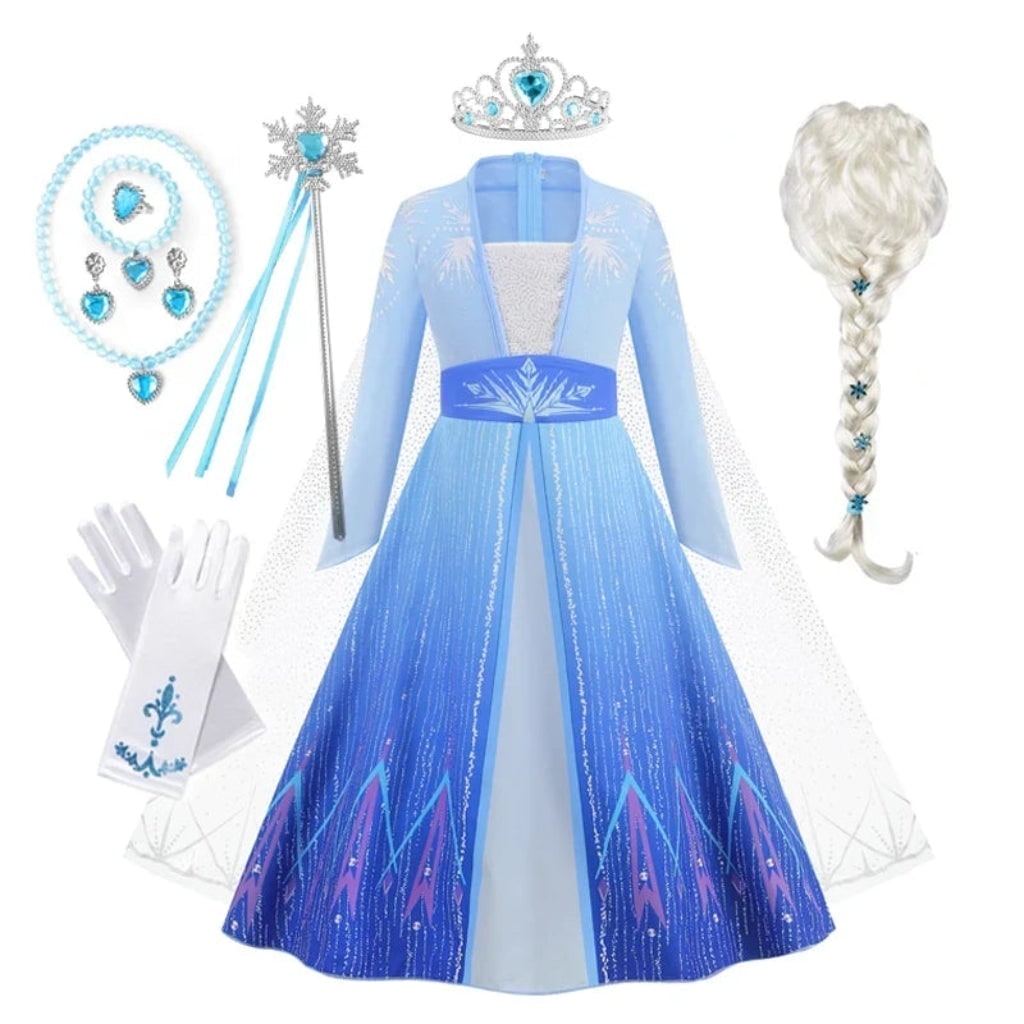 Girls' Halloween Princess Costume Dress with Cape and Accessories - Image 8