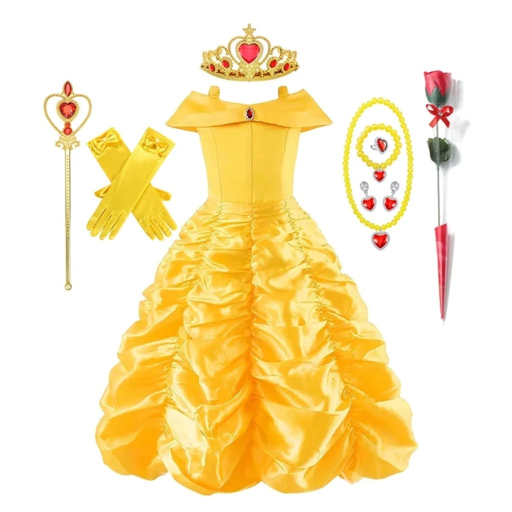 Girls' Halloween Princess Costume with Ball Gown Tiara Scepter and Accessories Set - Image 6