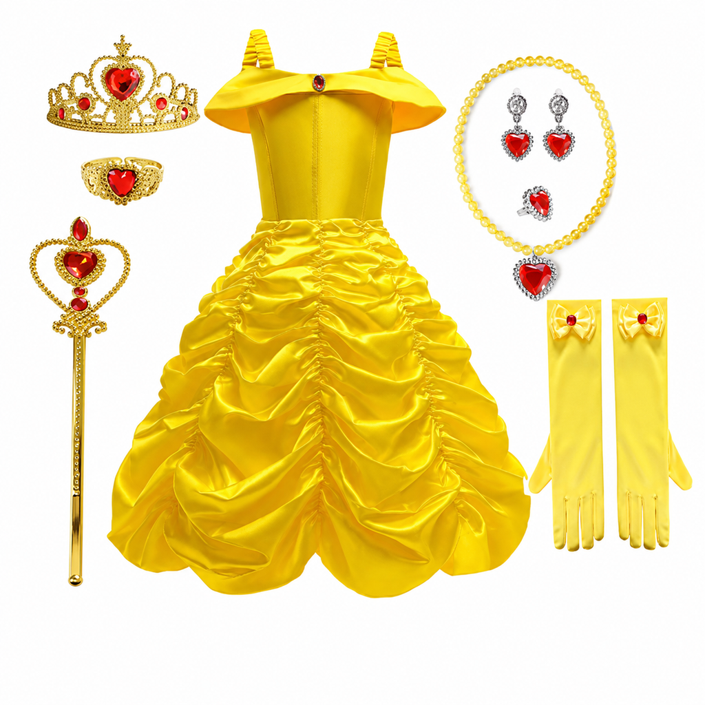 Girls' Princess Costume Dress with Tulle Skirt, Tiara and Accessories for Dress-Up - Image 7