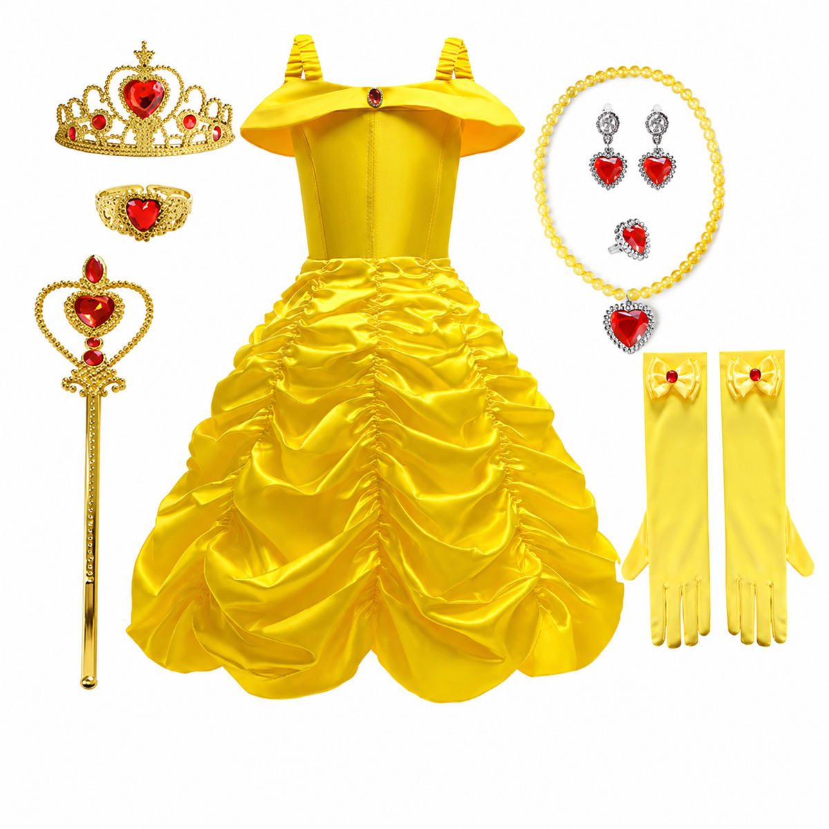 Girls' Princess Costume Dress with Tulle Skirt, Tiara and Accessories for Dress-Up - Image 7