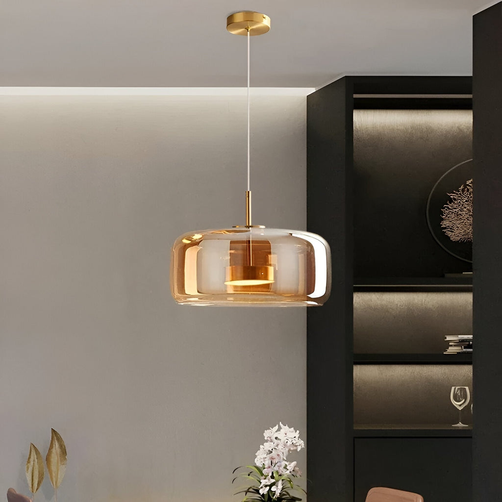 Glass Pendant Lights with Integrated LED Adjustable Cord and Gold Plated Brass Hardware - Image 11