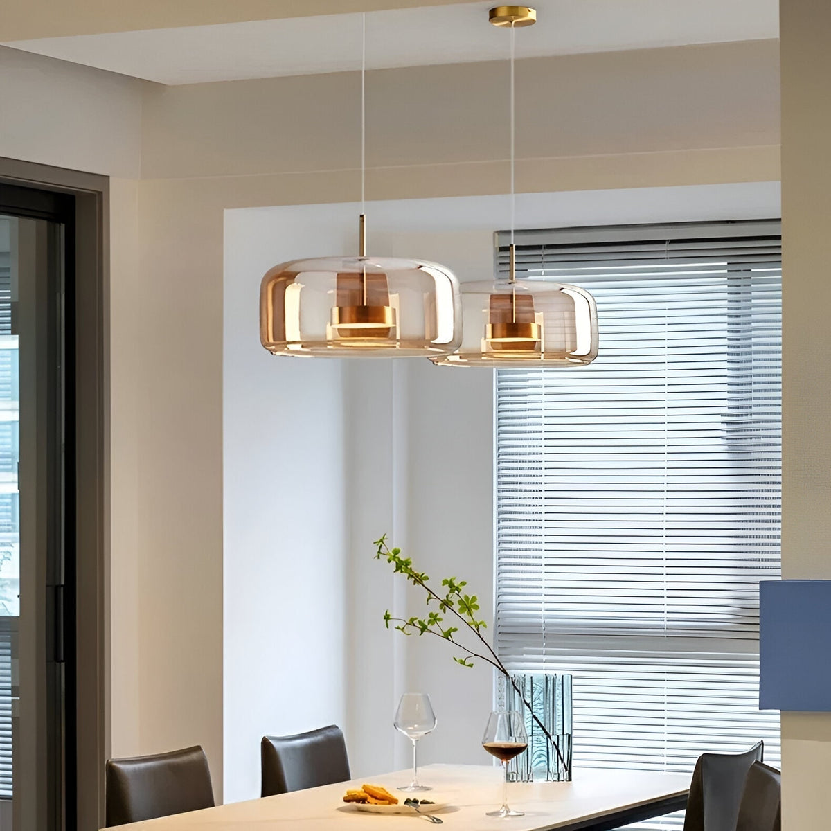 Glass Pendant Lights with Integrated LED Adjustable Cord and Gold Plated Brass Hardware - Image 13