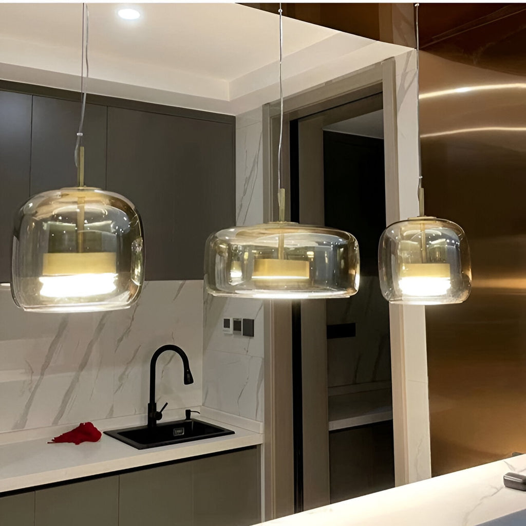 Glass Pendant Lights with Integrated LED Adjustable Cord and Gold Plated Brass Hardware - Image 16