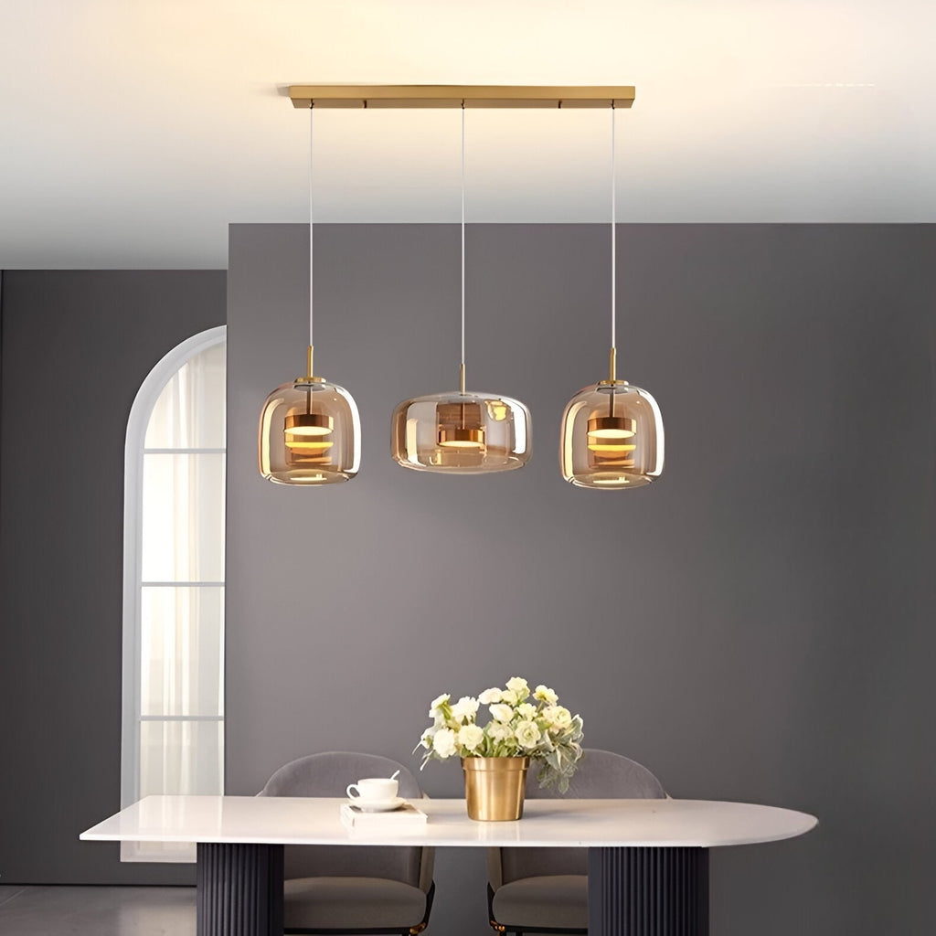Glass Pendant Lights with Integrated LED Adjustable Cord and Gold Plated Brass Hardware - Image 18