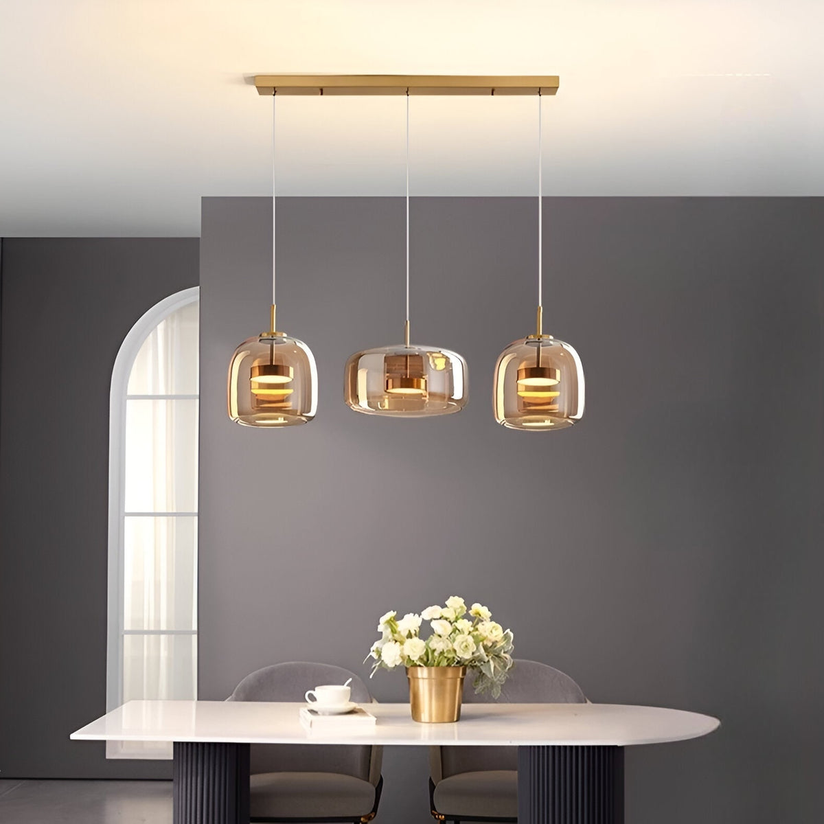 Glass Pendant Lights with Integrated LED Adjustable Cord and Gold Plated Brass Hardware - Image 18