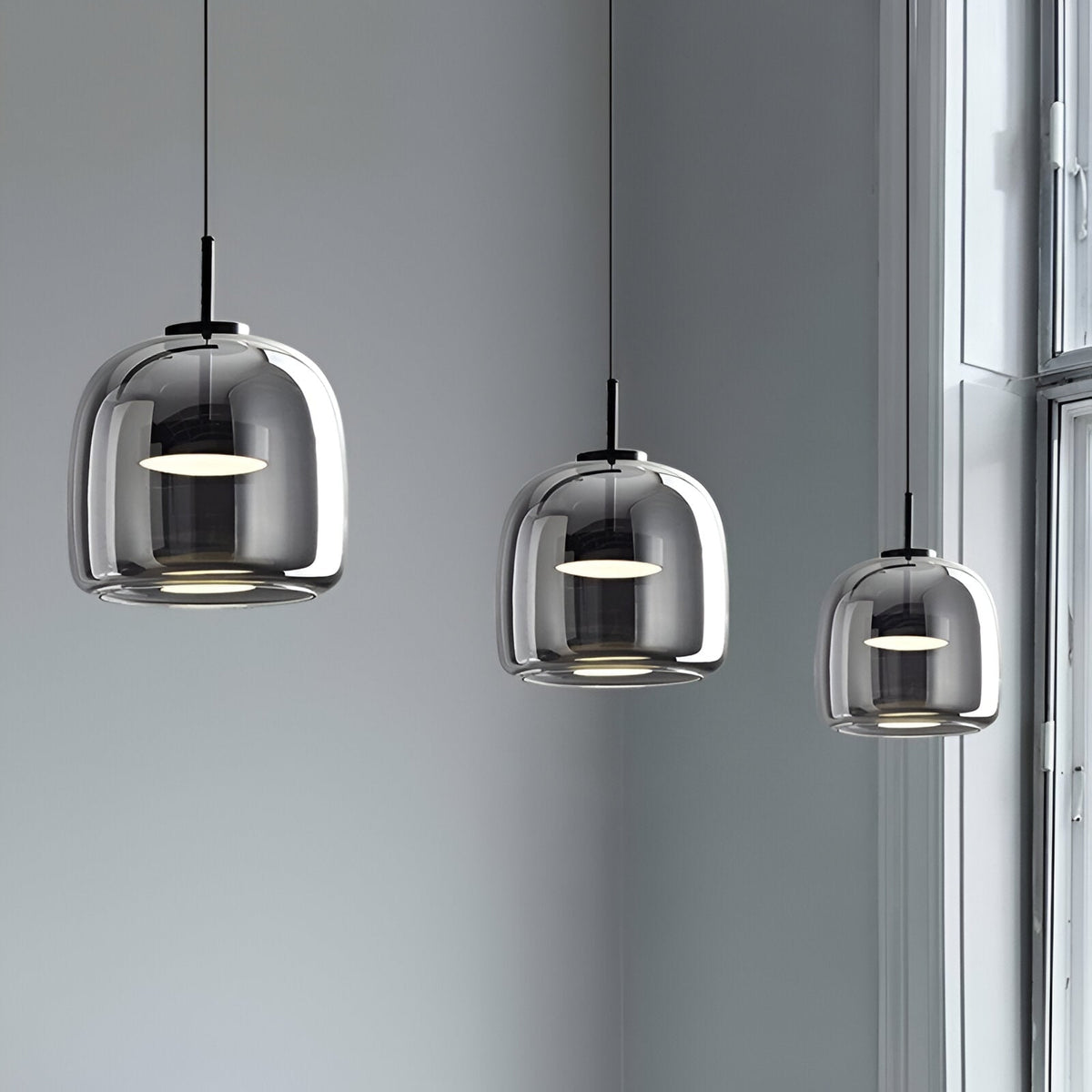 Glass Pendant Lights with Integrated LED Adjustable Cord and Gold Plated Brass Hardware - Image 19