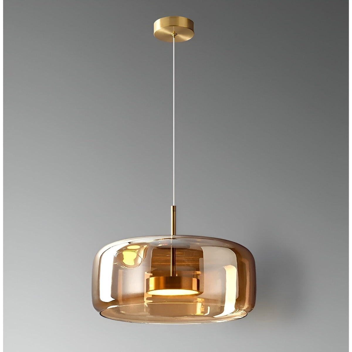Glass Pendant Lights with Integrated LED Adjustable Cord and Gold Plated Brass Hardware - Image 2