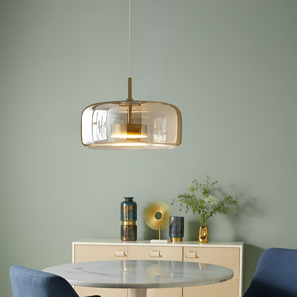 Glass Pendant Lights with Integrated LED Adjustable Cord and Gold Plated Brass Hardware - Image 20