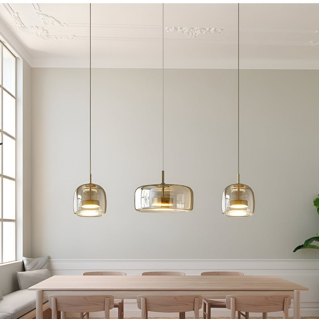 Glass Pendant Lights with Integrated LED Adjustable Cord and Gold Plated Brass Hardware - Image 21