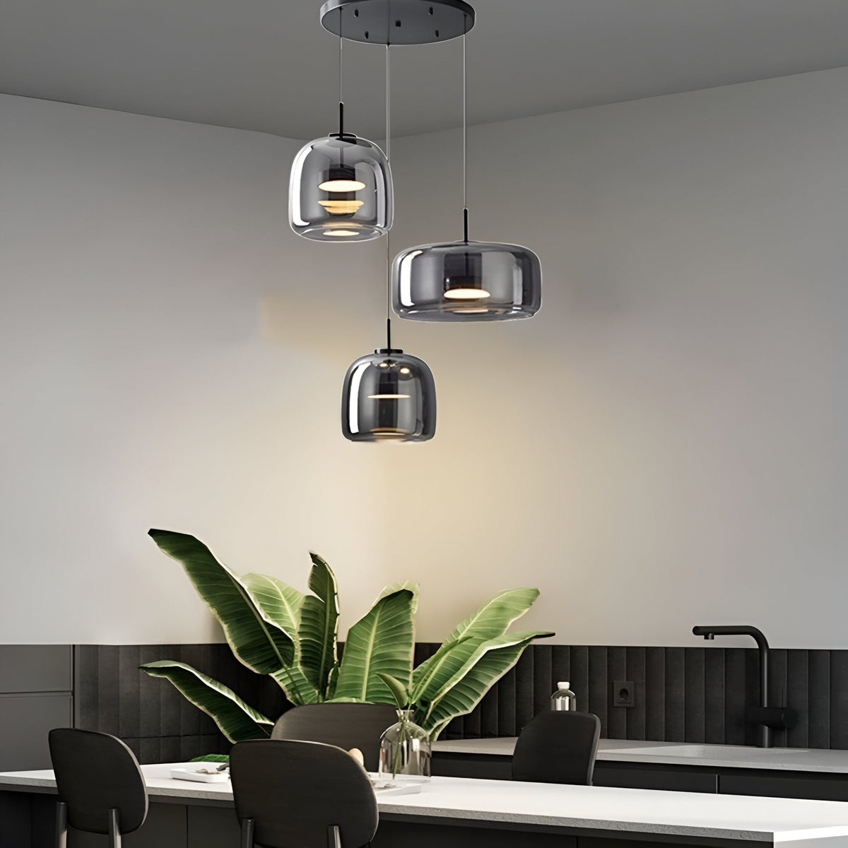 Glass Pendant Lights with Integrated LED Adjustable Cord and Gold Plated Brass Hardware - Image 5