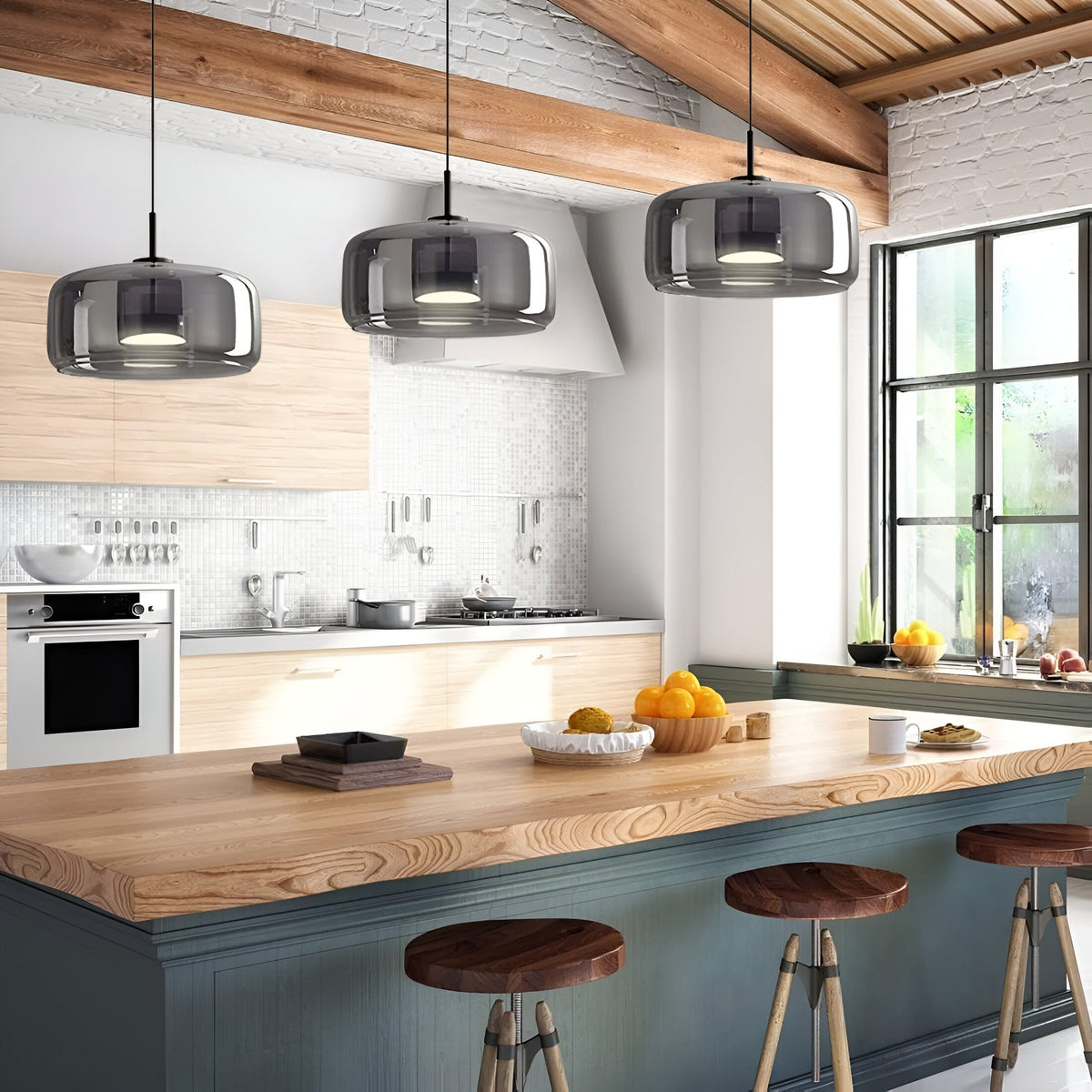 Glass Pendant Lights with Integrated LED Adjustable Cord and Gold Plated Brass Hardware - Image 6