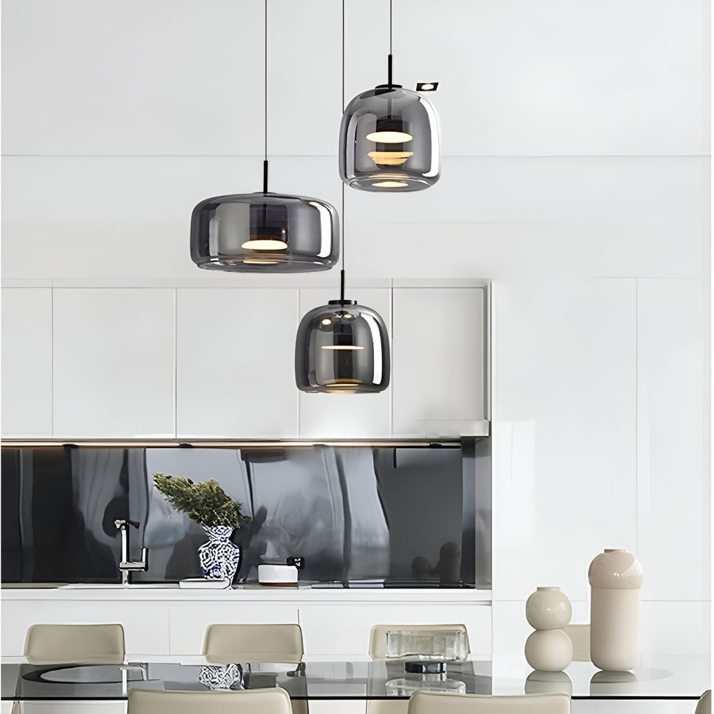 Glass Pendant Lights with Integrated LED Adjustable Cord and Gold Plated Brass Hardware - Image 7