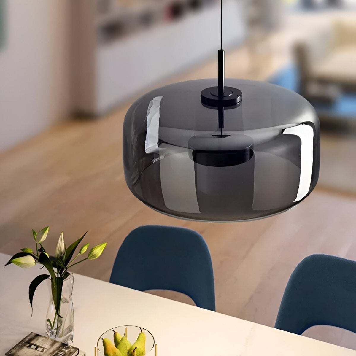 Glass Pendant Lights with Integrated LED Adjustable Cord and Gold Plated Brass Hardware - Image 9