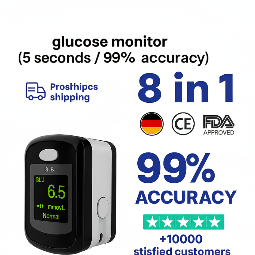 Glucose Meter Non Invasive Fingertip Portable Blood Sugar Monitor with Digital Display - Image 1
