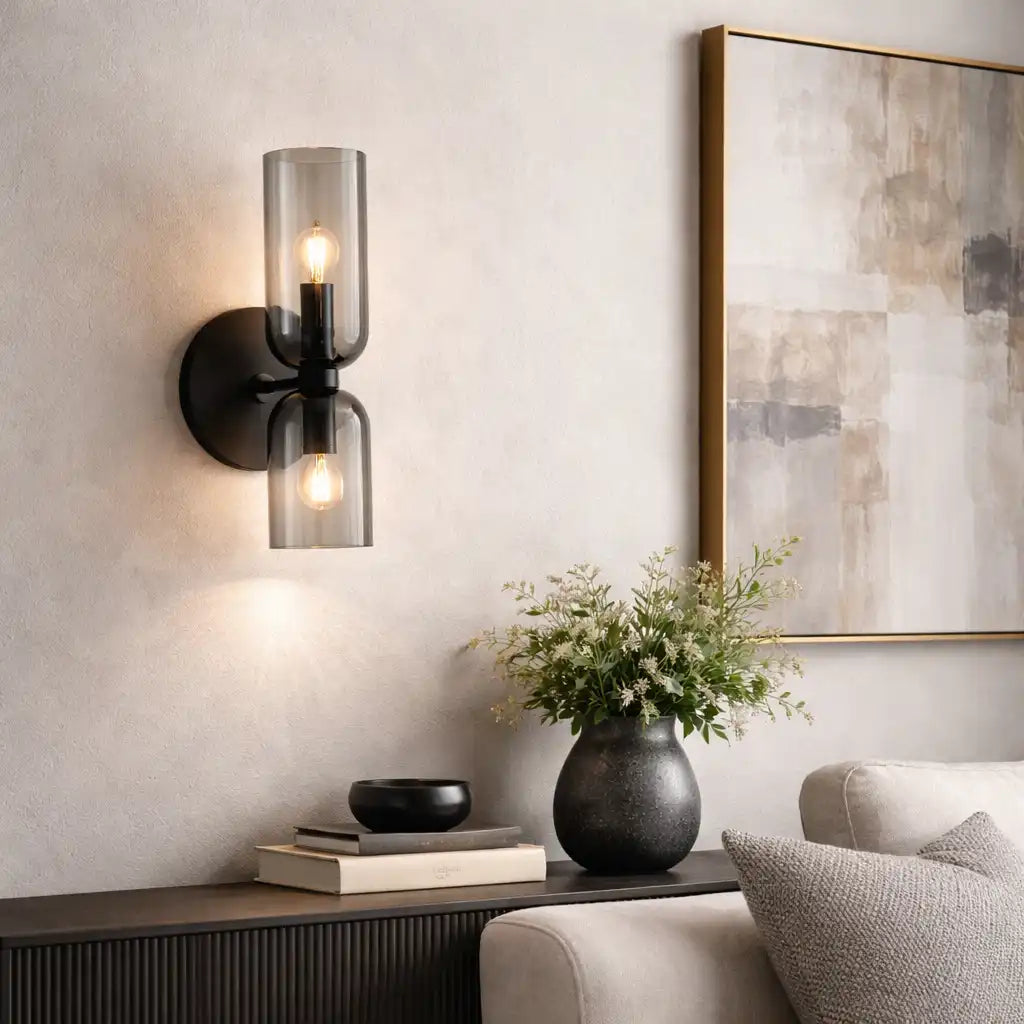 Irina Modern Double-Head Sculpted Glass Wall Light