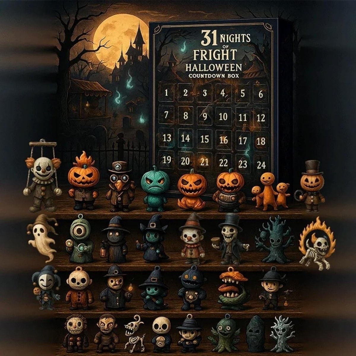 Halloween Advent Calendar Countdown with Collectible Spooky Miniature Figurines - Image 2