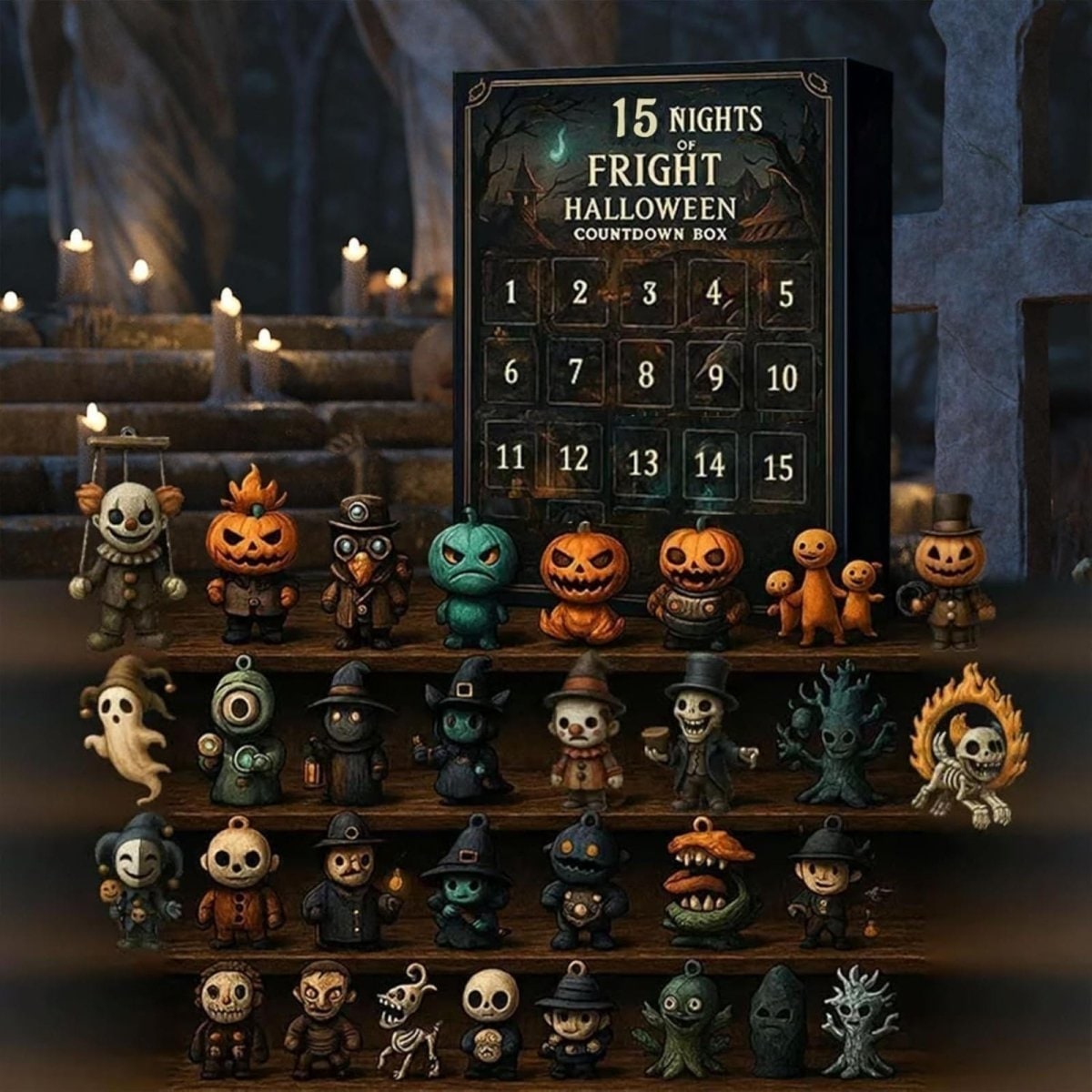 Halloween Advent Calendar Countdown with Collectible Spooky Miniature Figurines - Image 3