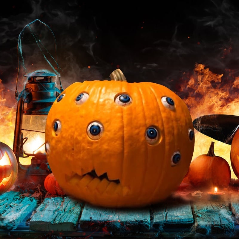 Halloween Animatronic Decoration Pumpkin with Moving Eyes for Scary Party Prop - Image 1