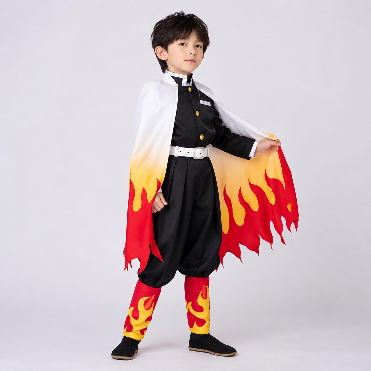 Halloween Anime Cosplay Costume with Flame Cape and demon hunter saga Uniform - Image 1