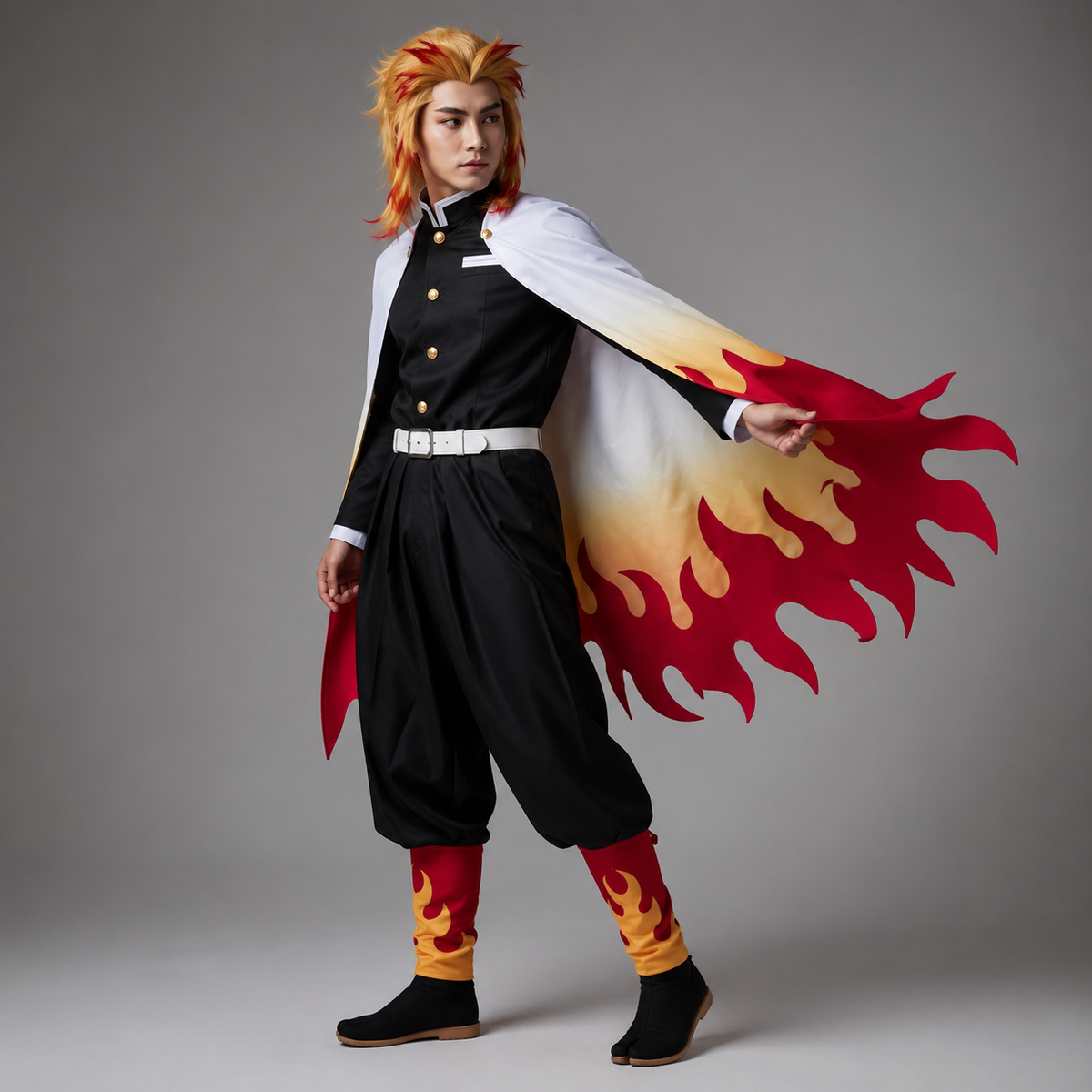 Halloween Anime Cosplay Costume with Flame Cape and demon hunter saga Uniform - Image 2