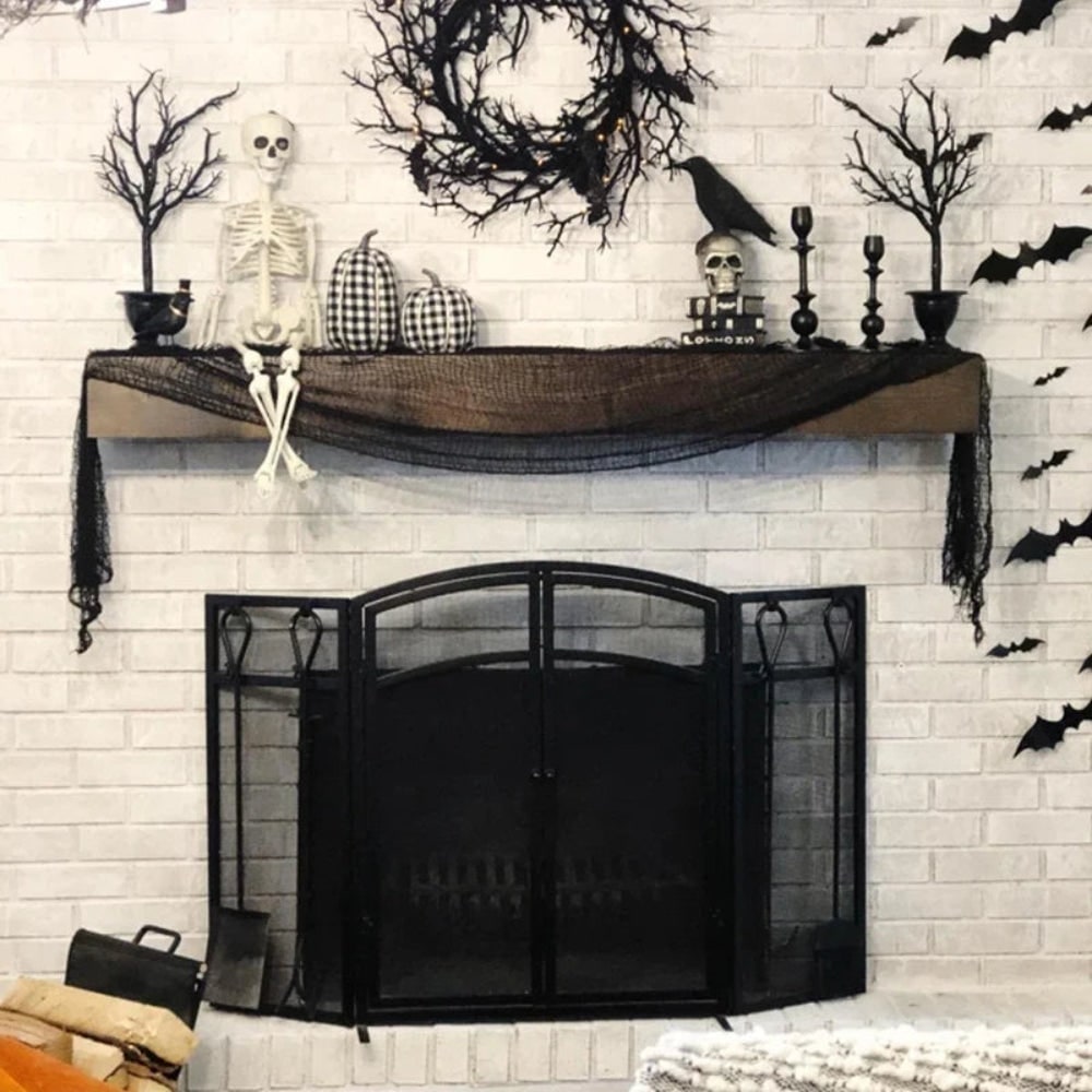 Halloween Black Creepy Cloth Gauze Spiderweb Decoration for Indoor Outdoor - Image 2