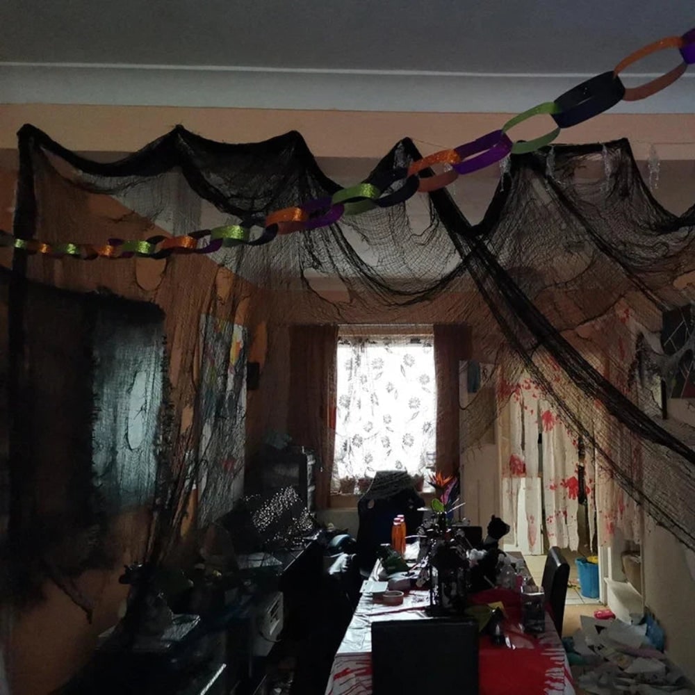 Halloween Black Creepy Cloth Gauze Spiderweb Decoration for Indoor Outdoor - Image 4
