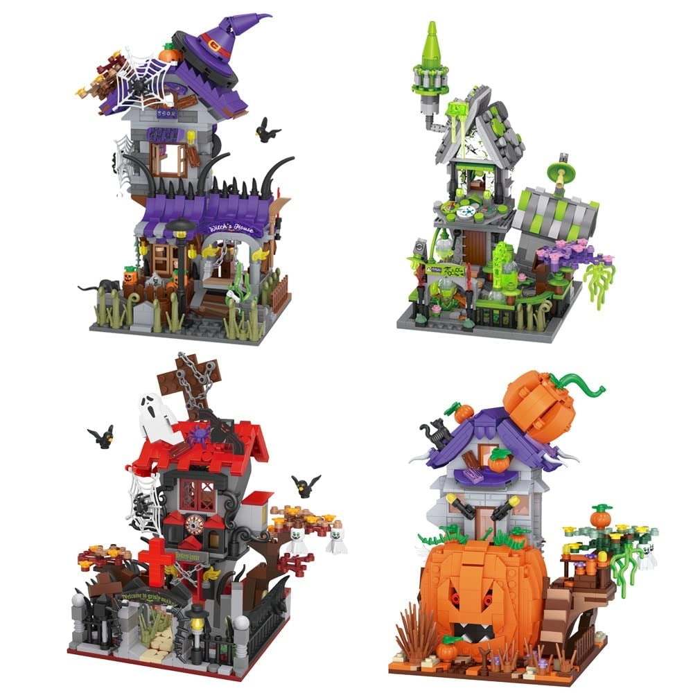 Halloween Building Blocks Construction Set with Pumpkin House and Ghost Figures for Kids - Image 5